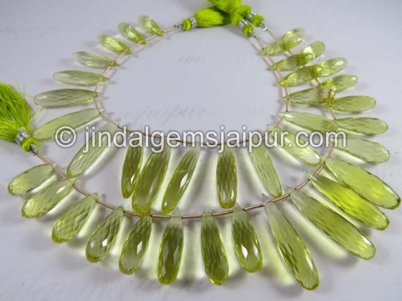 Lemon Quartz Faceted Elongated Drops Shape Beads